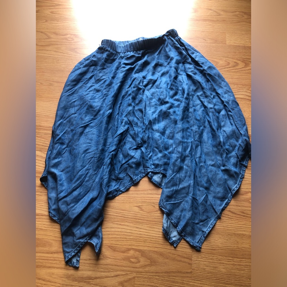 Halo Denim-Blue Elastic Waist Harem Skirt